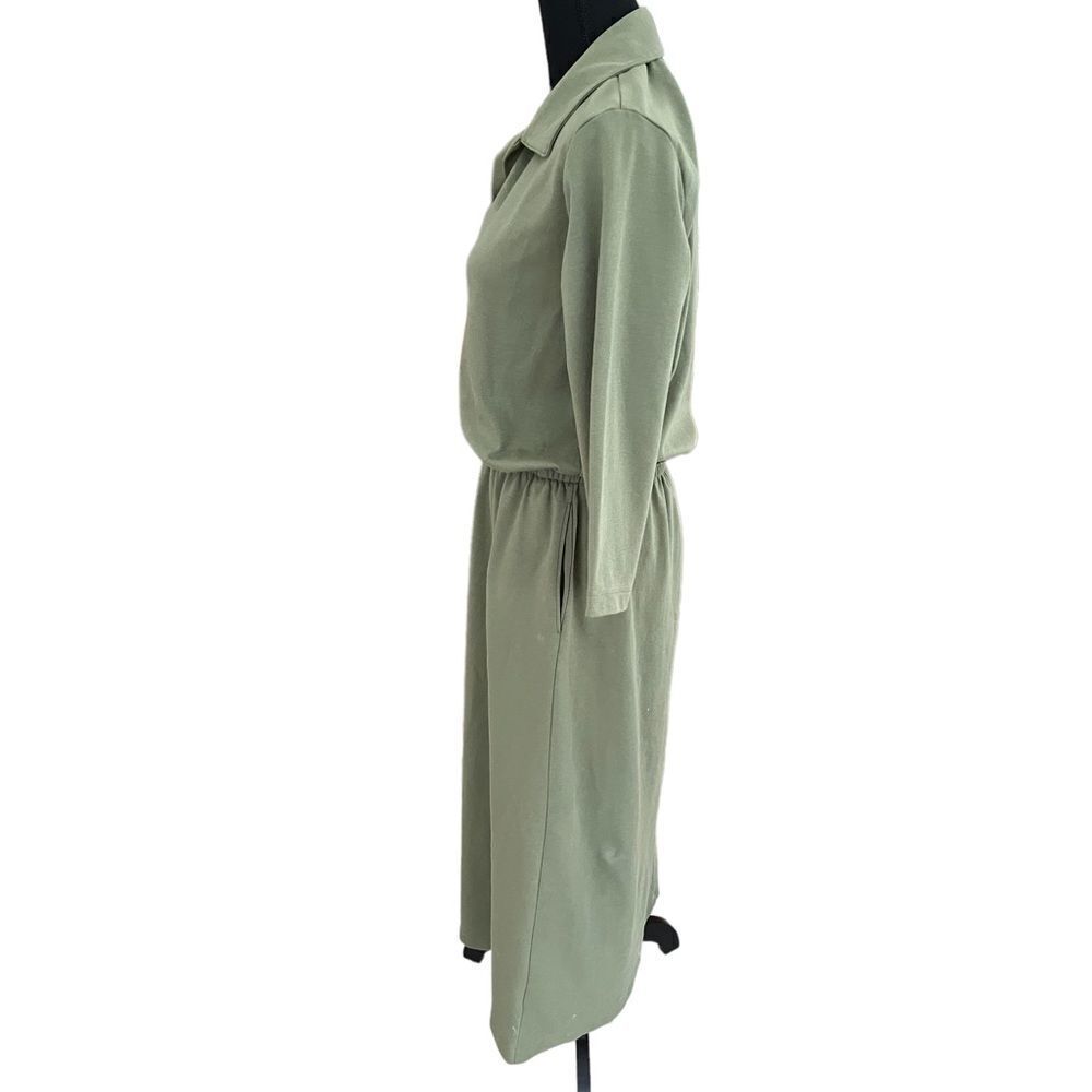 Land’s End olive green maxi dress with v neckline and elastic waist sz 10-12, M - Picture 2 of 5